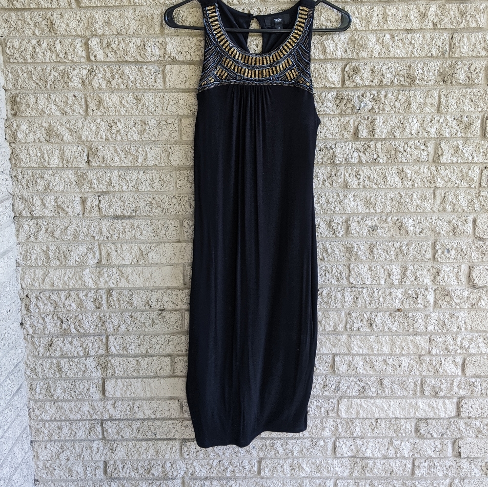 Mossimo Sleek Black Dress with Neckline Beading